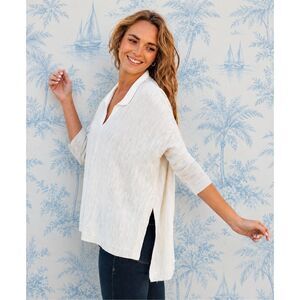 MerSea Catalina Polo Sweater in White/Sea Salt, O/S A20